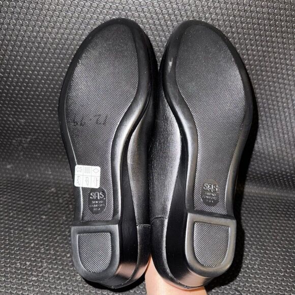 SAS Easier Slip On Black Leather Wedge Comfort Penny Loafers Womens Size 11WW - Picture 7 of 8